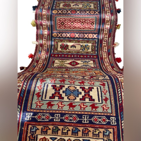 Persian Handmade klim (runner) ‏ (124*37 CM) (48.8*14.5 inch) (4.06 X 1.2 Feet) - Picture 9 of 13